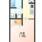 1K （洋室7.7帖 キッチン2.1帖）(間取)